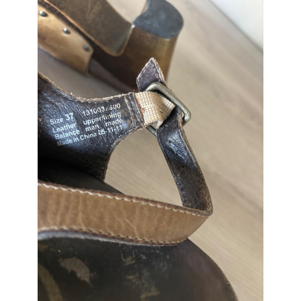 Dansko 6.5/7 Leather Cutout Slingback Clogs Chunky‎ Heel Studded Wood Platforms - Picture 10 of 10